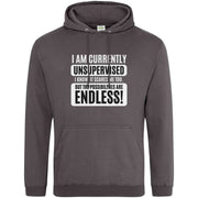 I am Currently Unsupervised Hoodie Dark Grey / S