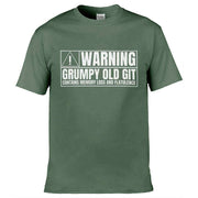 Warning Grumpy Old Git T-Shirt Olive Green / S